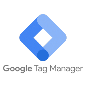 Google Tag Manager logo with overlapping blue shapes forming a diamond.
