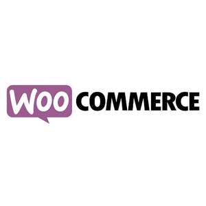 WooCommerce logo with purple speech bubble and bold black text